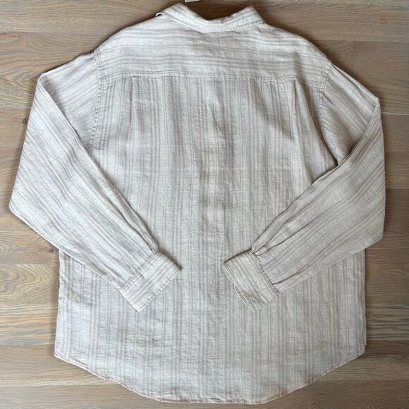 NWT Roundtree & York Caribbean Linen Blend Striped Button Down Shirt Mens XL - Picture 6 of 8